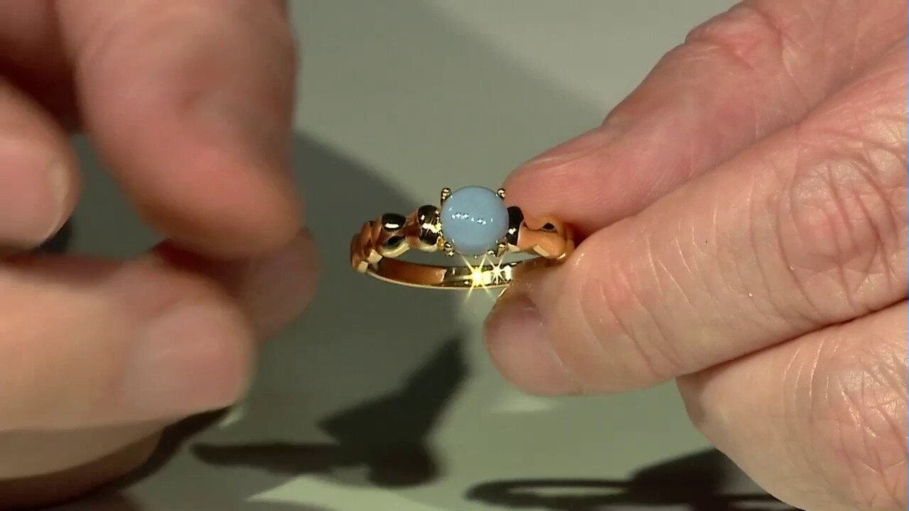 Video Zilveren ring met een blauwe opaal