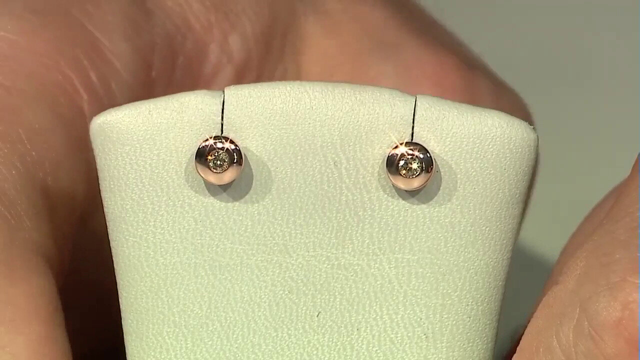 Video 9K VS1 Argyle Rose De France Diamond Gold Earrings (Annette)