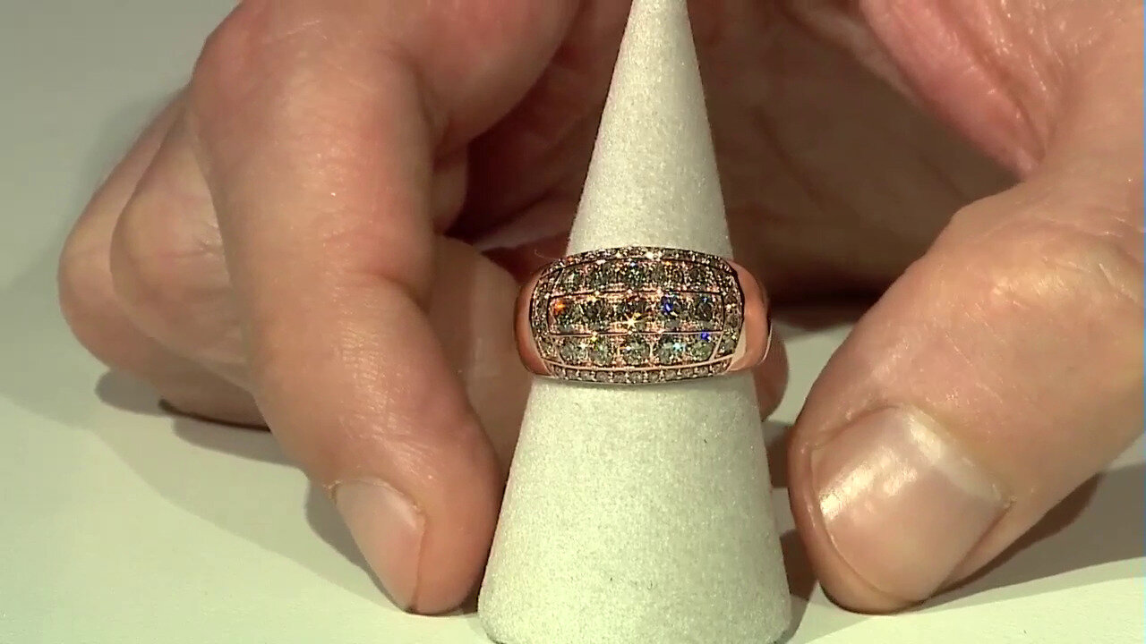 Video 14K SI1 Argyle Rose De France Diamond Gold Ring (Annette)