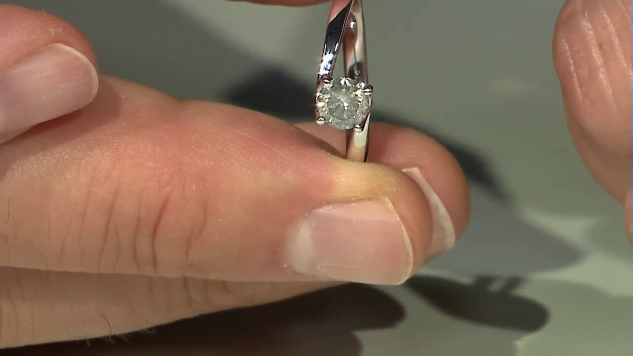 Video Platina ring met een I3 Zilveren Diamant (KM by Juwelo)