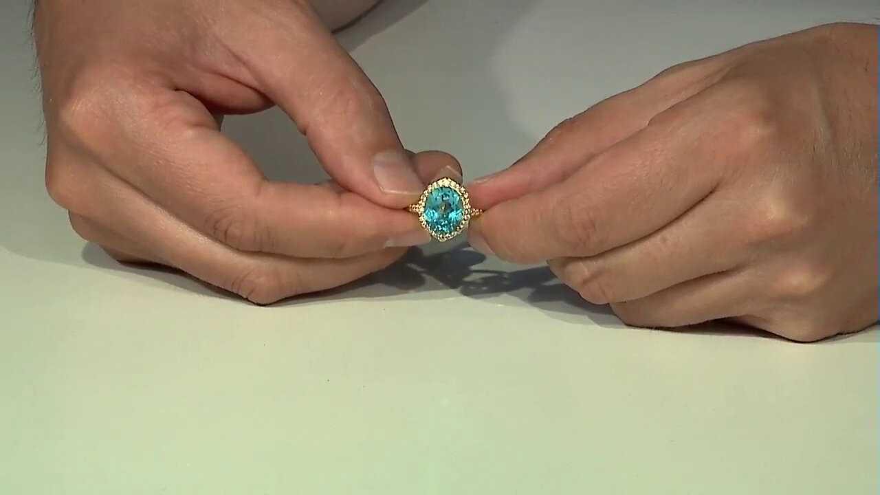 Video Zilveren ring met een Paraiba Topaas