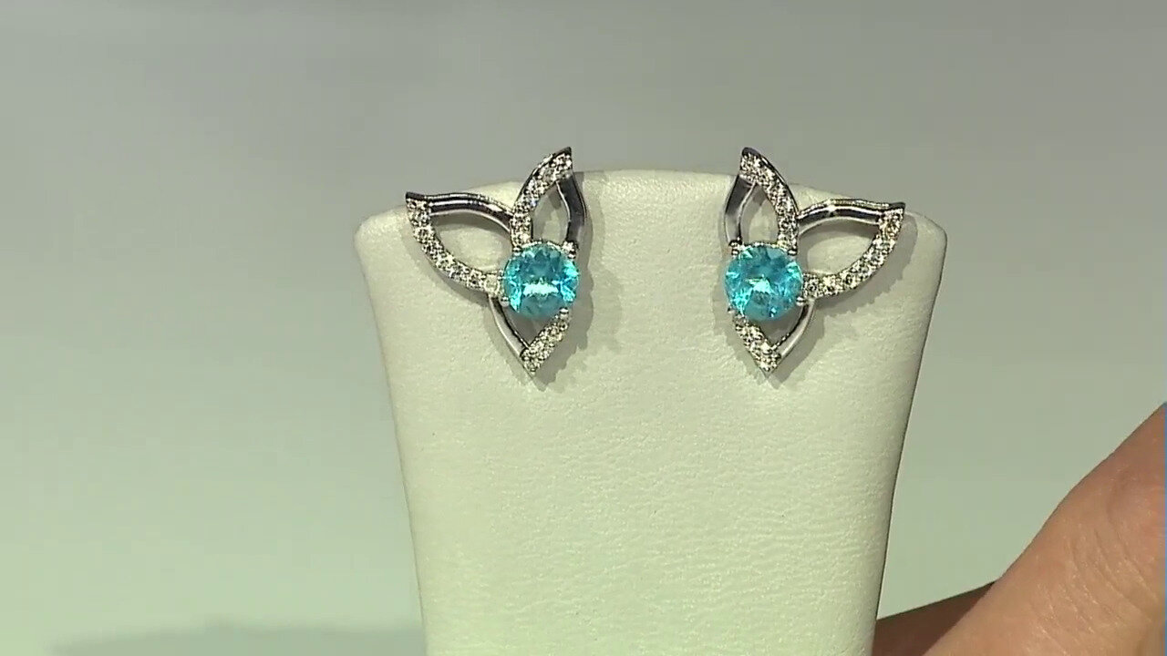 Video Paraiba Color Topaz Silver Earrings