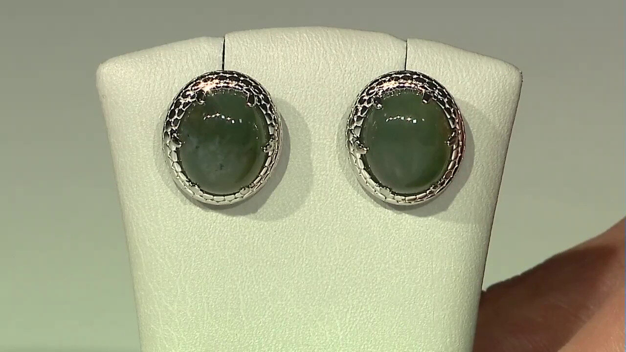 Video Moss Agate Silver Earrings