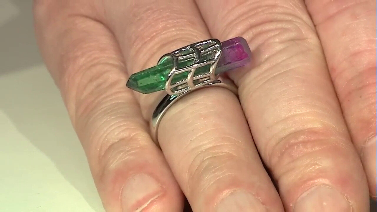 Video Zilveren ring met een meerkleurige-kwarts (MONOSONO COLLECTION)