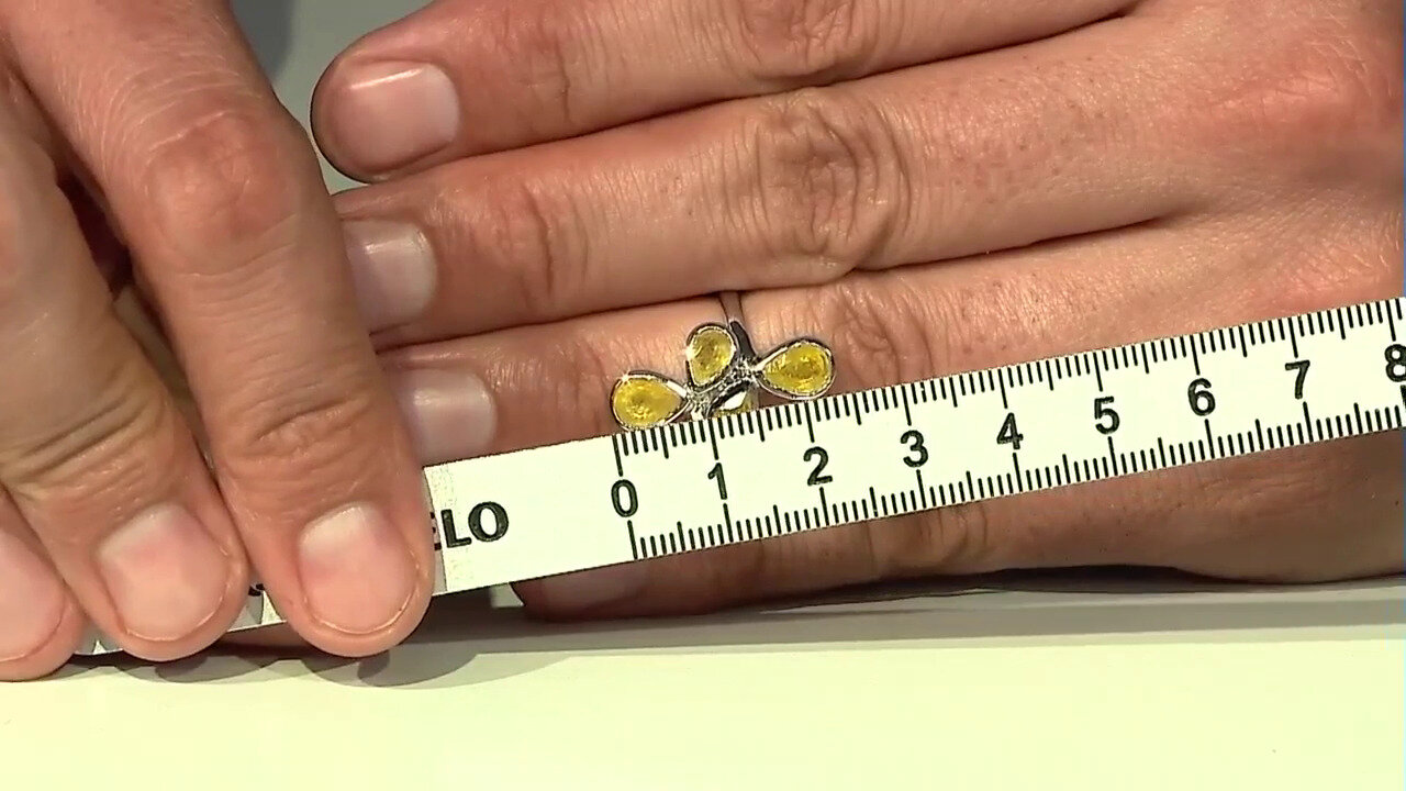 Video Zilveren ring met Gele Madagaskar Saffieren