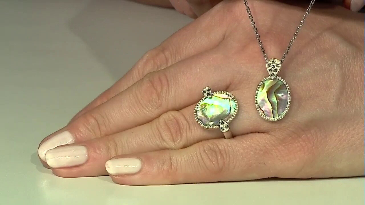 Video Zilveren ring met een Abalone schelp (Annette classic)