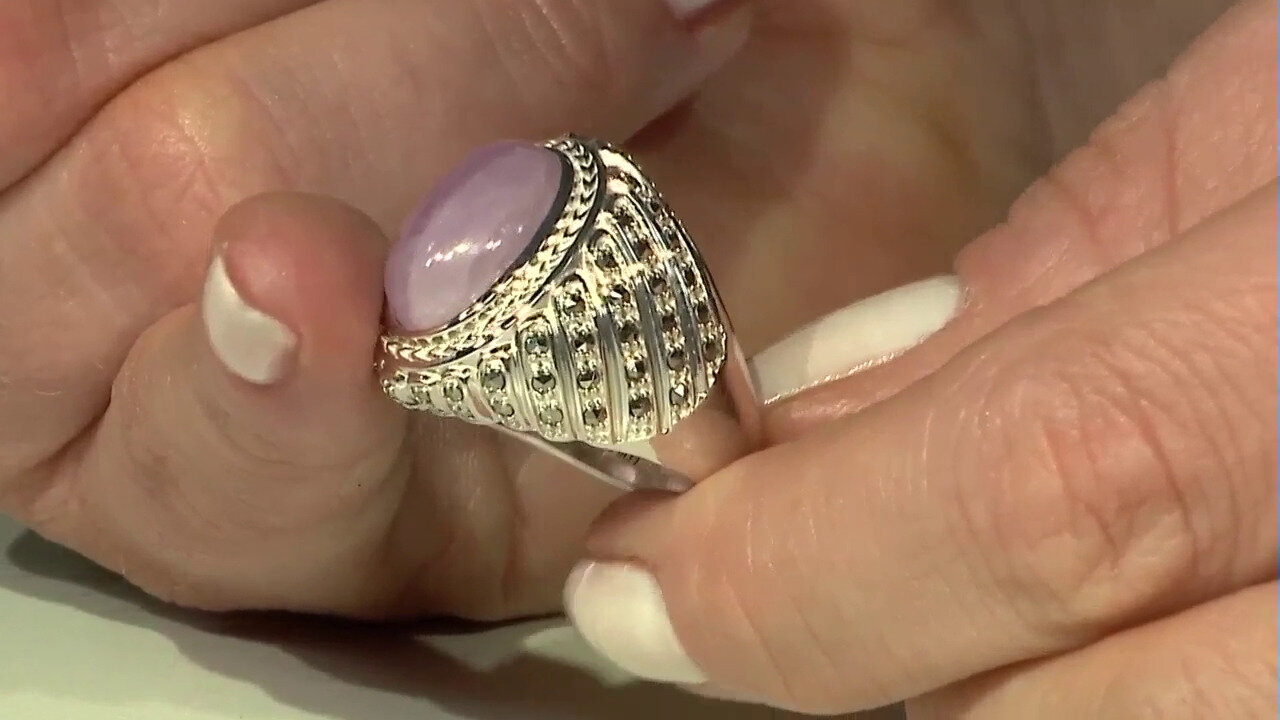 Video Zilveren ring met een kunziet (Annette classic)