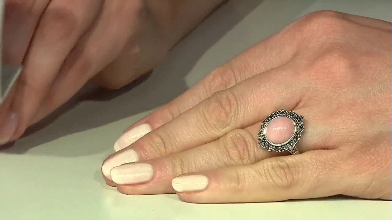 Video Pink Opal Silver Ring (Annette classic)