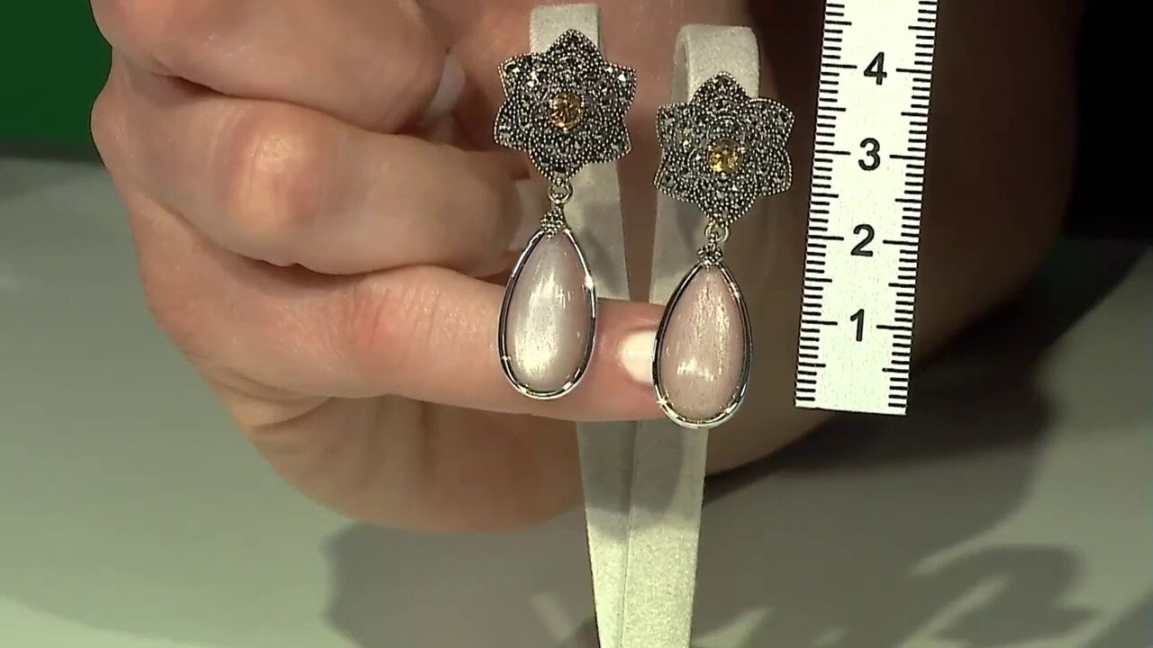 Video Peach Moonstone Silver Earrings (Annette classic)