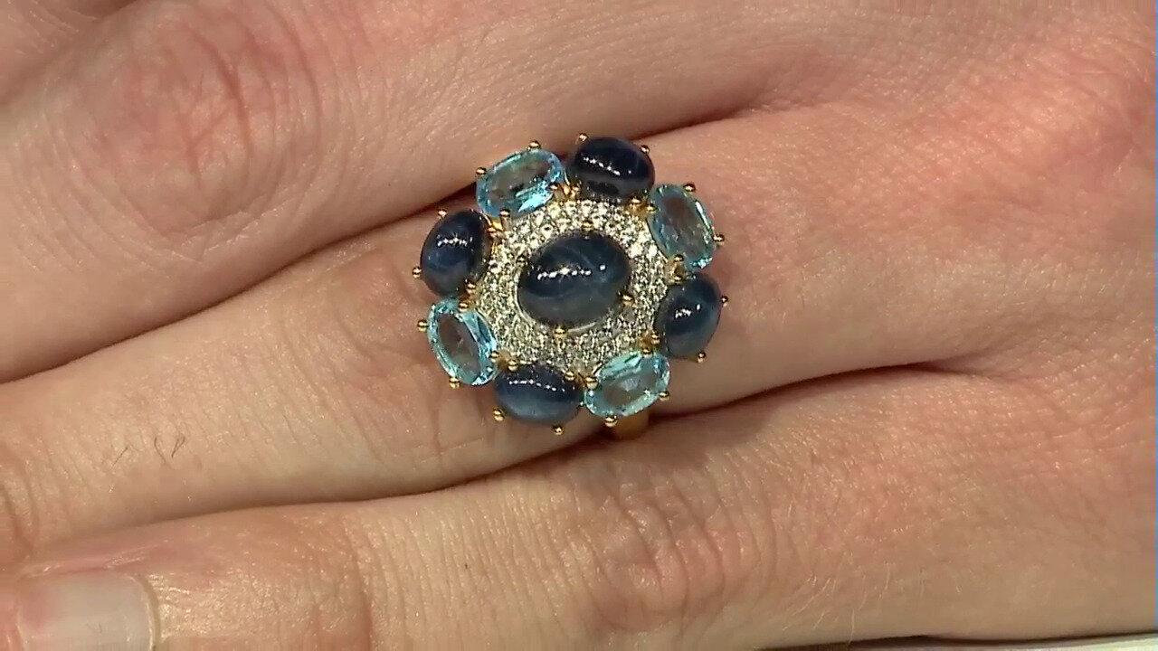Video Blue Star Sapphire Silver Ring