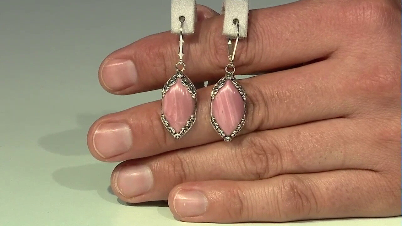 Video Australischer Pinkfarbener Opal-Silberohrringe (Art of Nature)