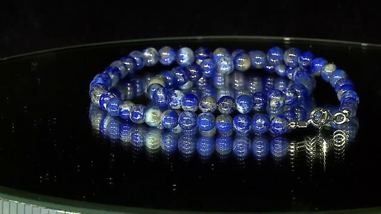 Video Zilveren halsketting met lapis lazulistenen