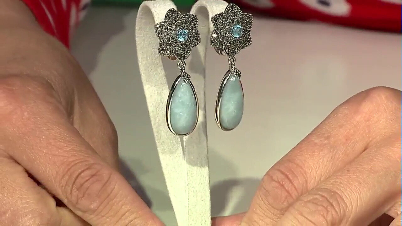 Video Zilveren oorbellen met aquamarijnstenen (Annette classic)