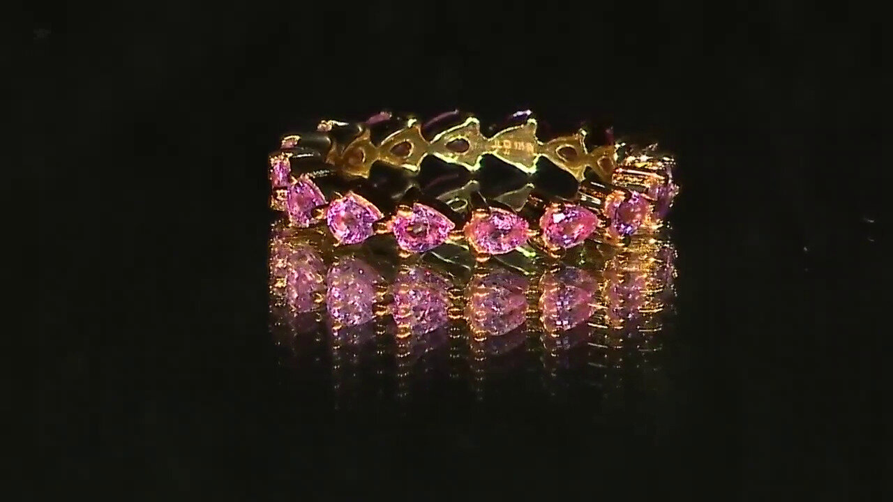 Video Zilveren ring met roze saffieren