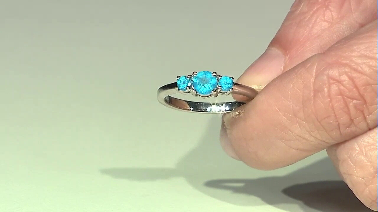 Video Neon Blue Apatite Silver Ring