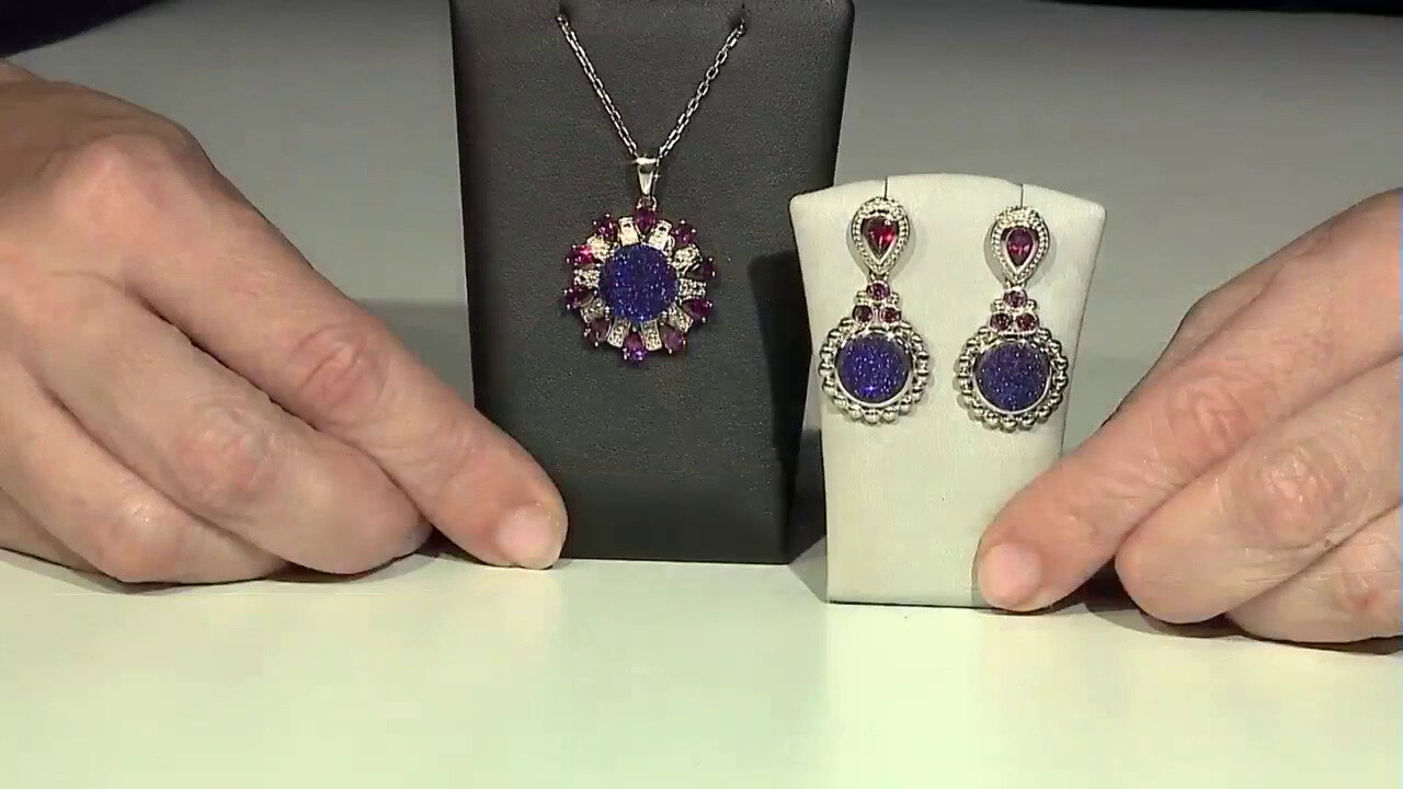 Video Zilveren oorbellen met Lavendel Glitter Agaten