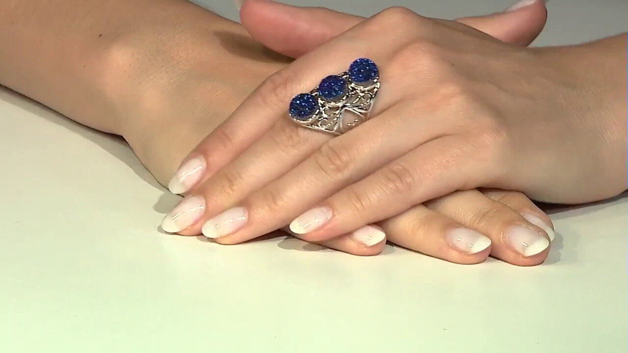 Video Zilveren ring met een Lavendel Glitter Agaat