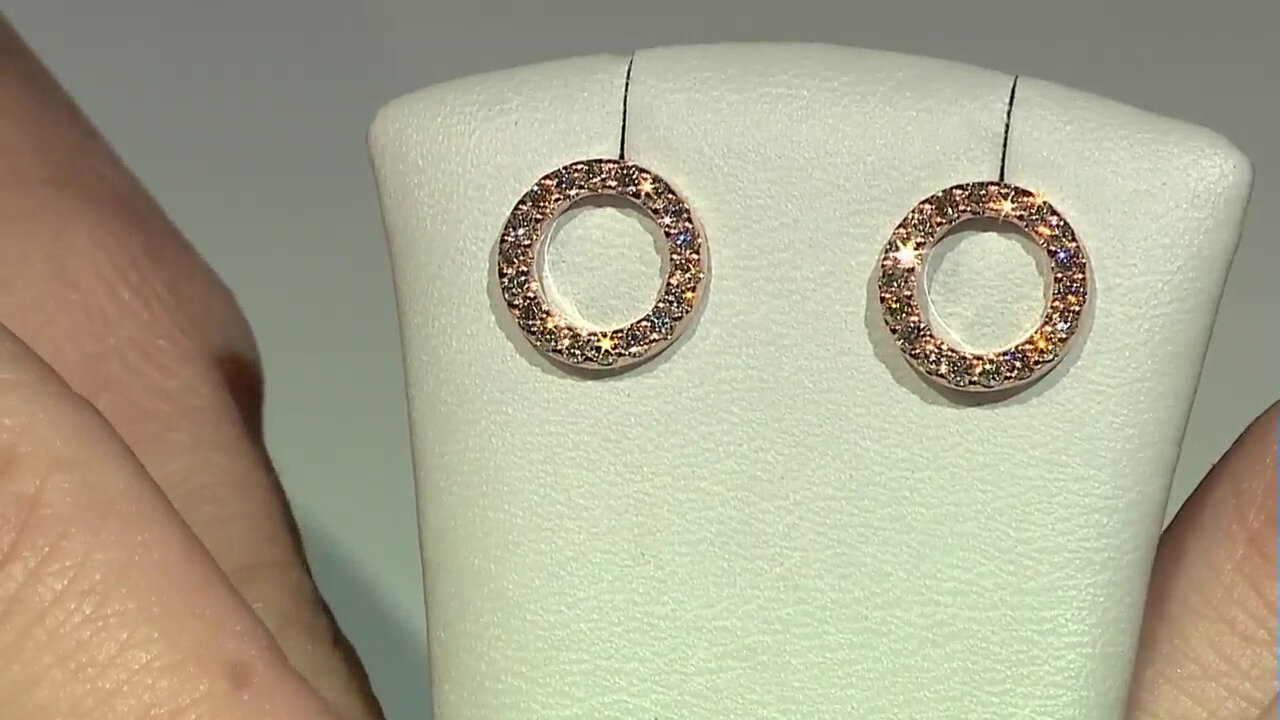 Video 9K SI1 Argyle Rose De France Diamond Gold Earrings (Annette)