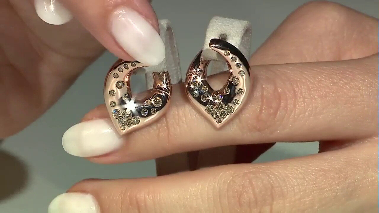 Video Boucles d'oreilles en or et Diamant rose de France SI1 d'Argyle  (Annette)