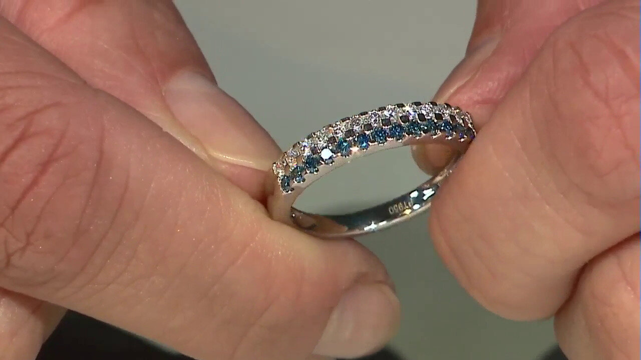 Video Zilveren ring met I2 Gele Diamanten