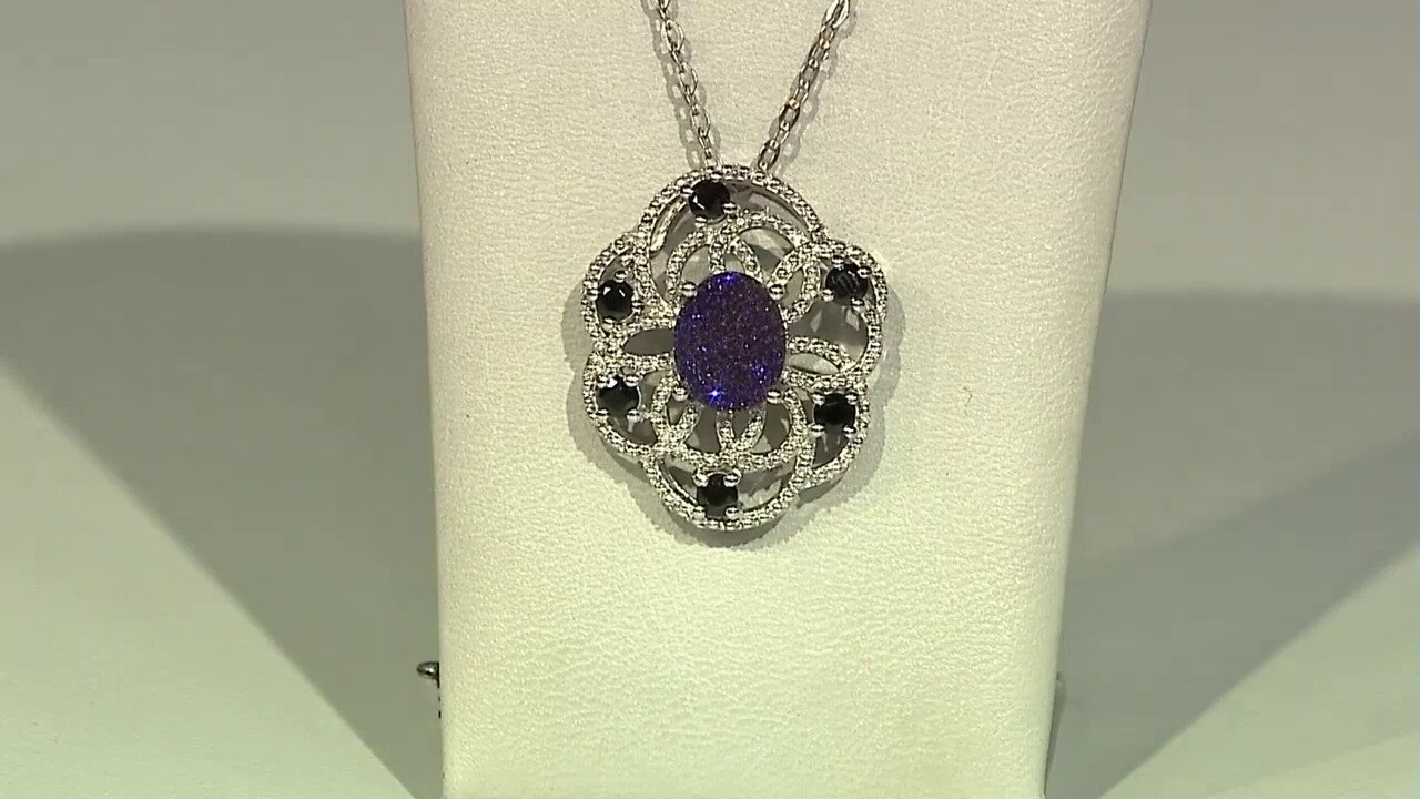 Video Zilveren hanger met een Lavendel Glitter Agaat