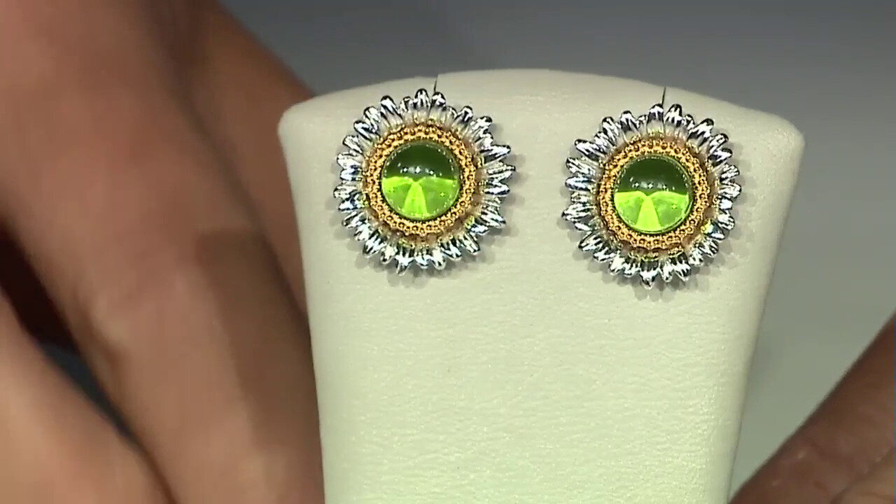 Video Colombian green Amber Silver Earrings (dagen)
