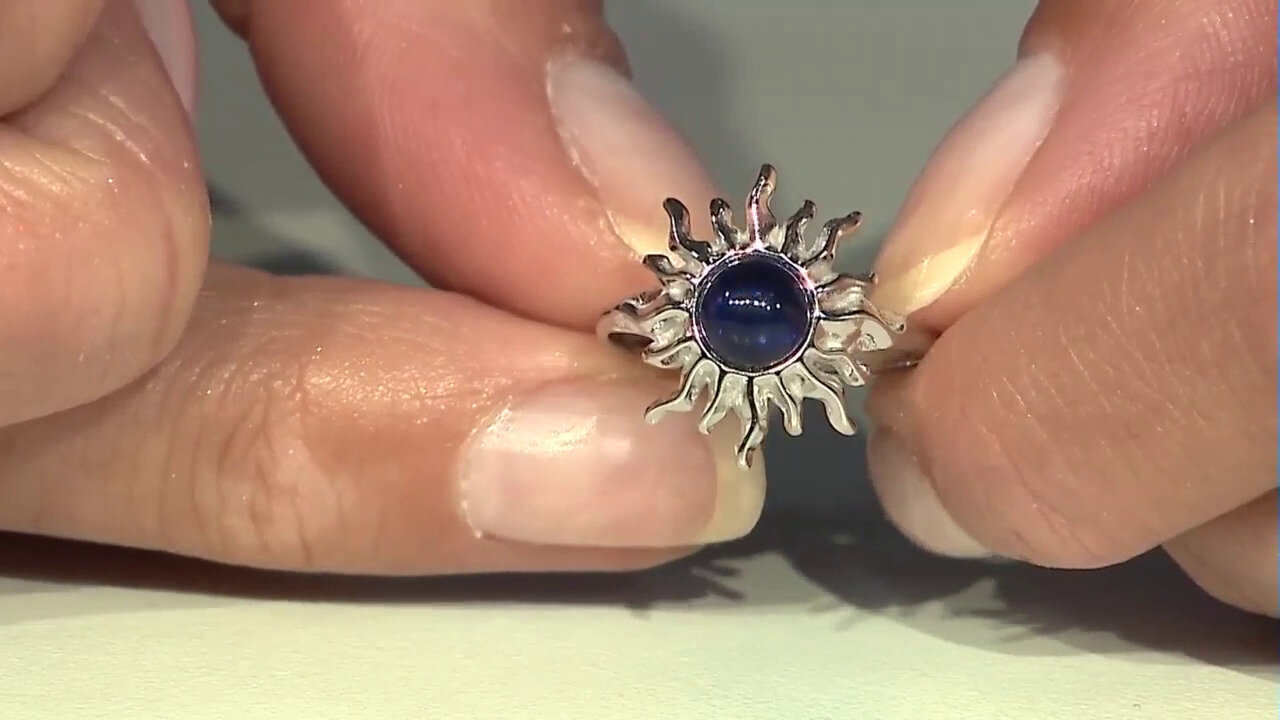 Video Colombian blue Amber Silver Ring (dagen)
