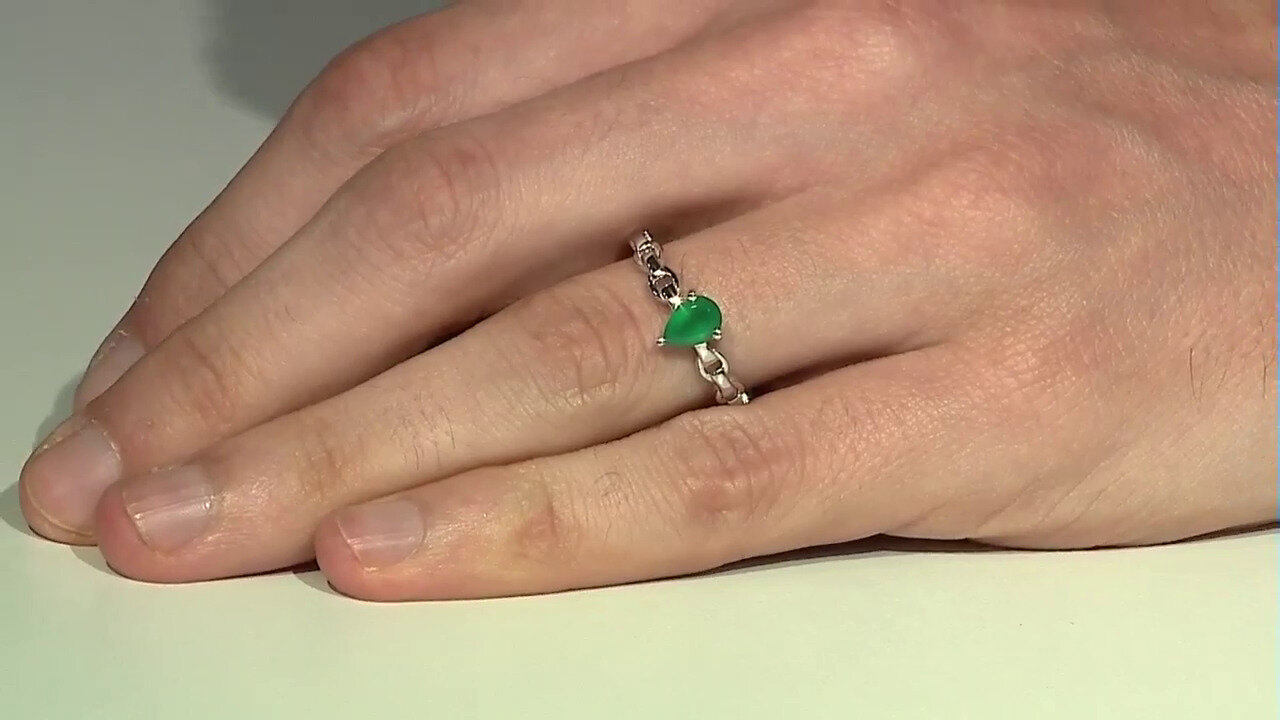 Video Green Onyx Silver Ring