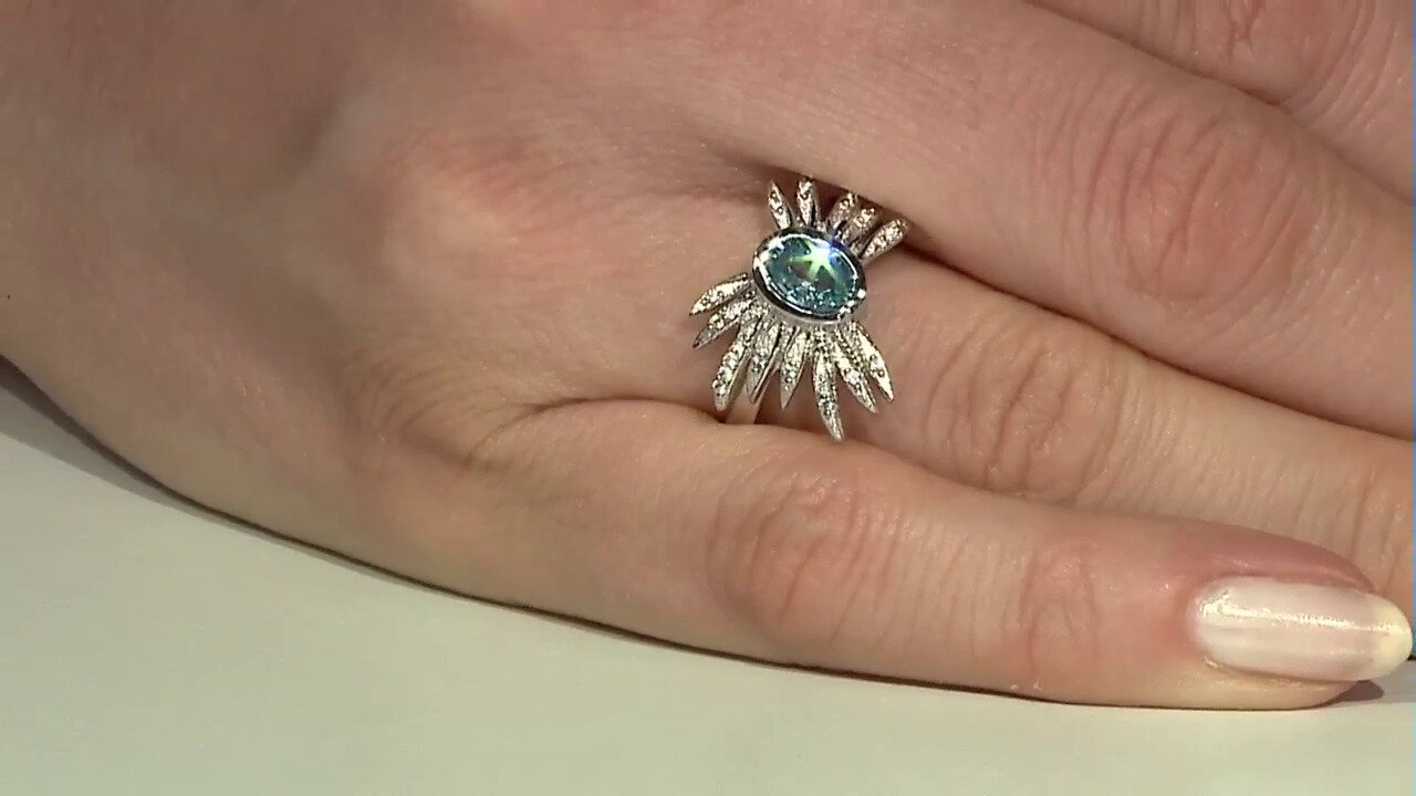 Video Zilveren ring met een Ratanakiri zirkoon (MONOSONO COLLECTION)