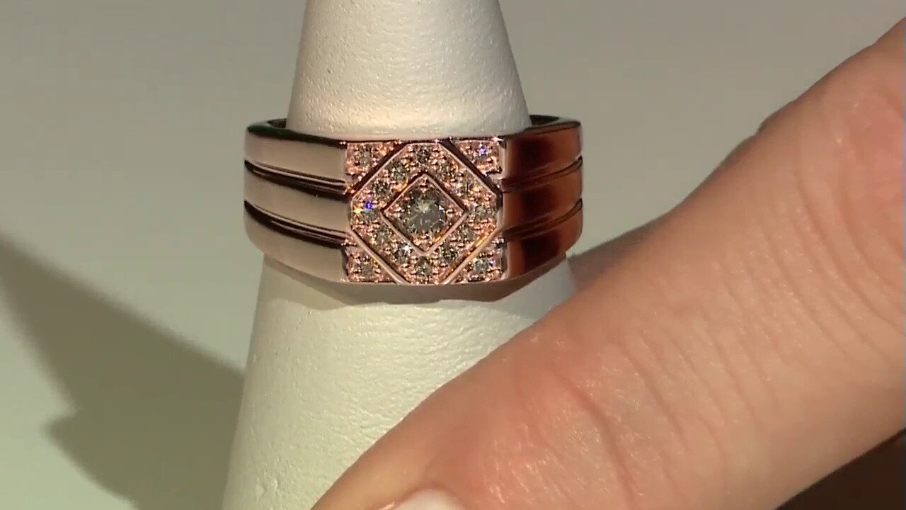 Video Gouden herenring met een SI1 Argyle Rose De France Diamant (Annette)