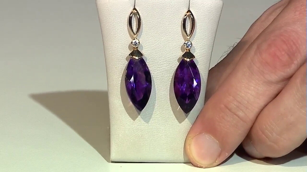 Video 9K Siberian Amethyst Gold Earrings (de Melo)