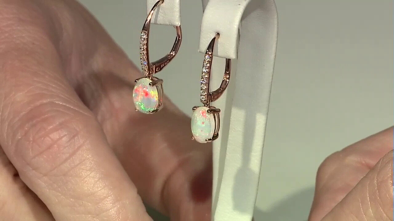 Video 10K AAA Welo Opal Gold Earrings