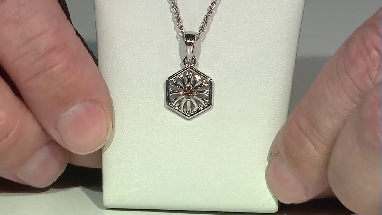 Video Zilveren hanger met een I2 Champagne Diamant