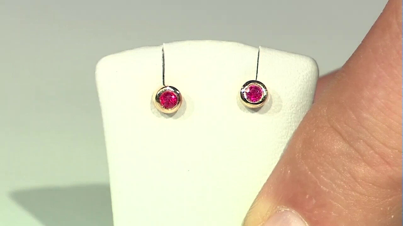 Video Red Burmese Spinel Silver Earrings