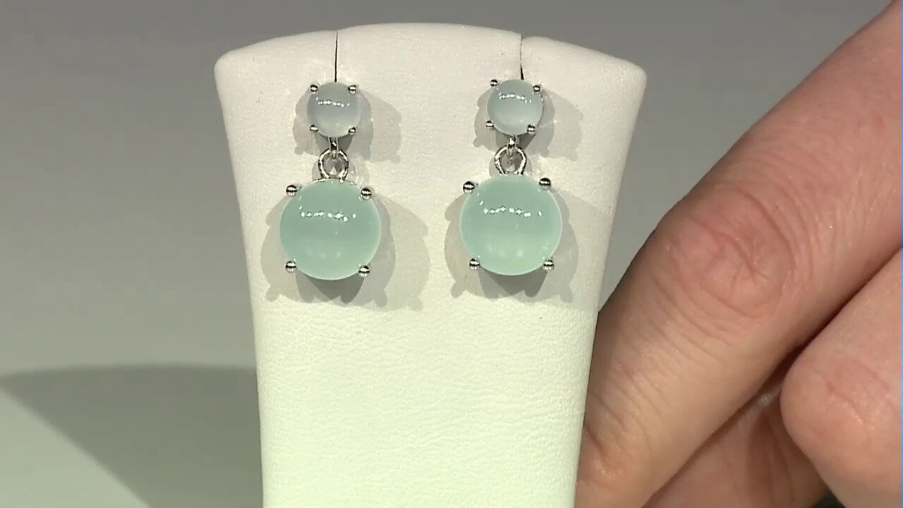 Video Zilveren oorbellen met Aqua Chalcedonen