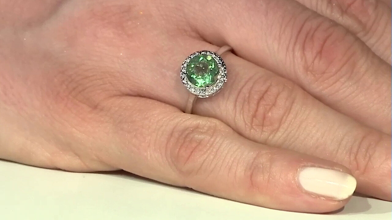 Video Zilveren ring met een petroleumkleur fluoriet