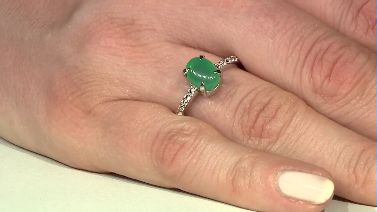 Video Zilveren ring met een Groene onyx