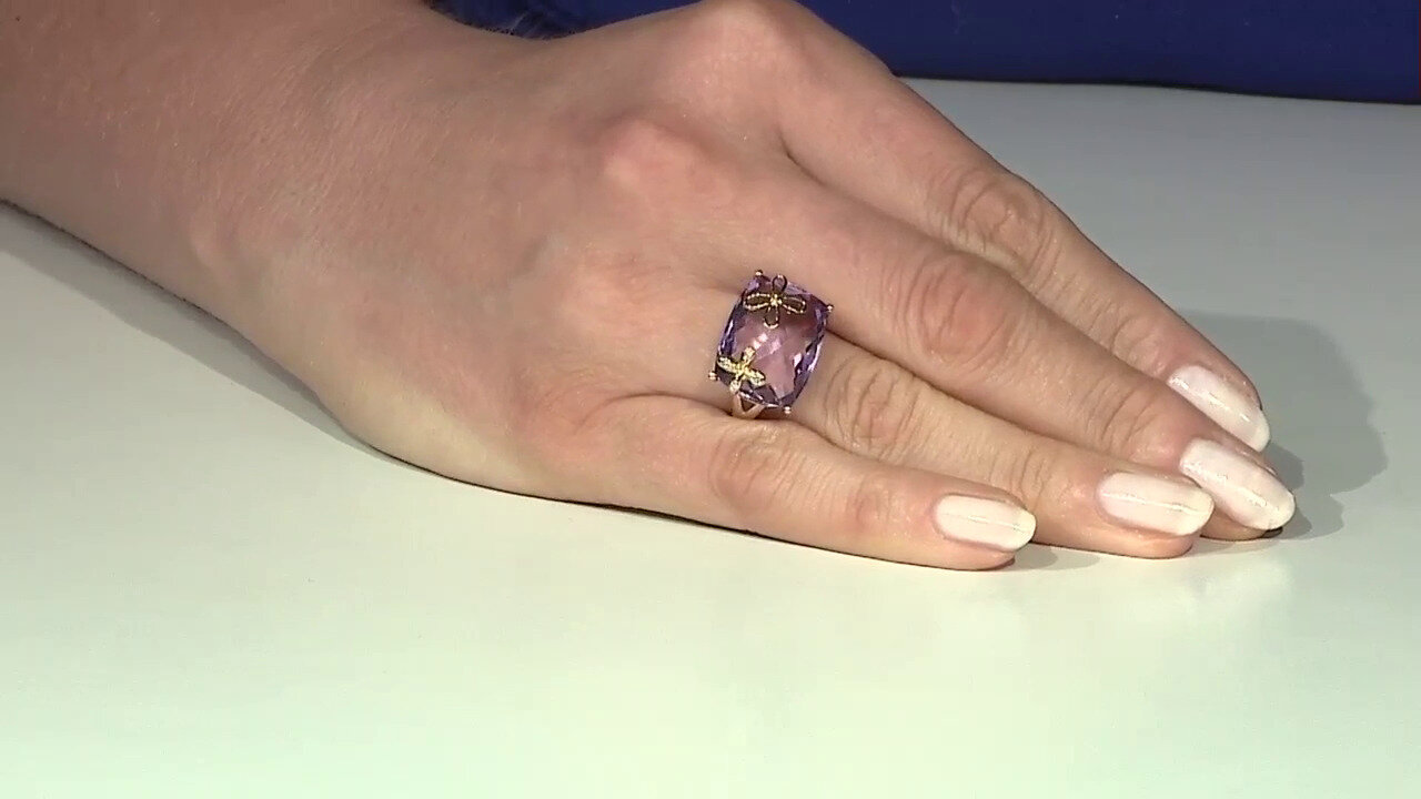 Video Gouden ring met een lavendel amethist