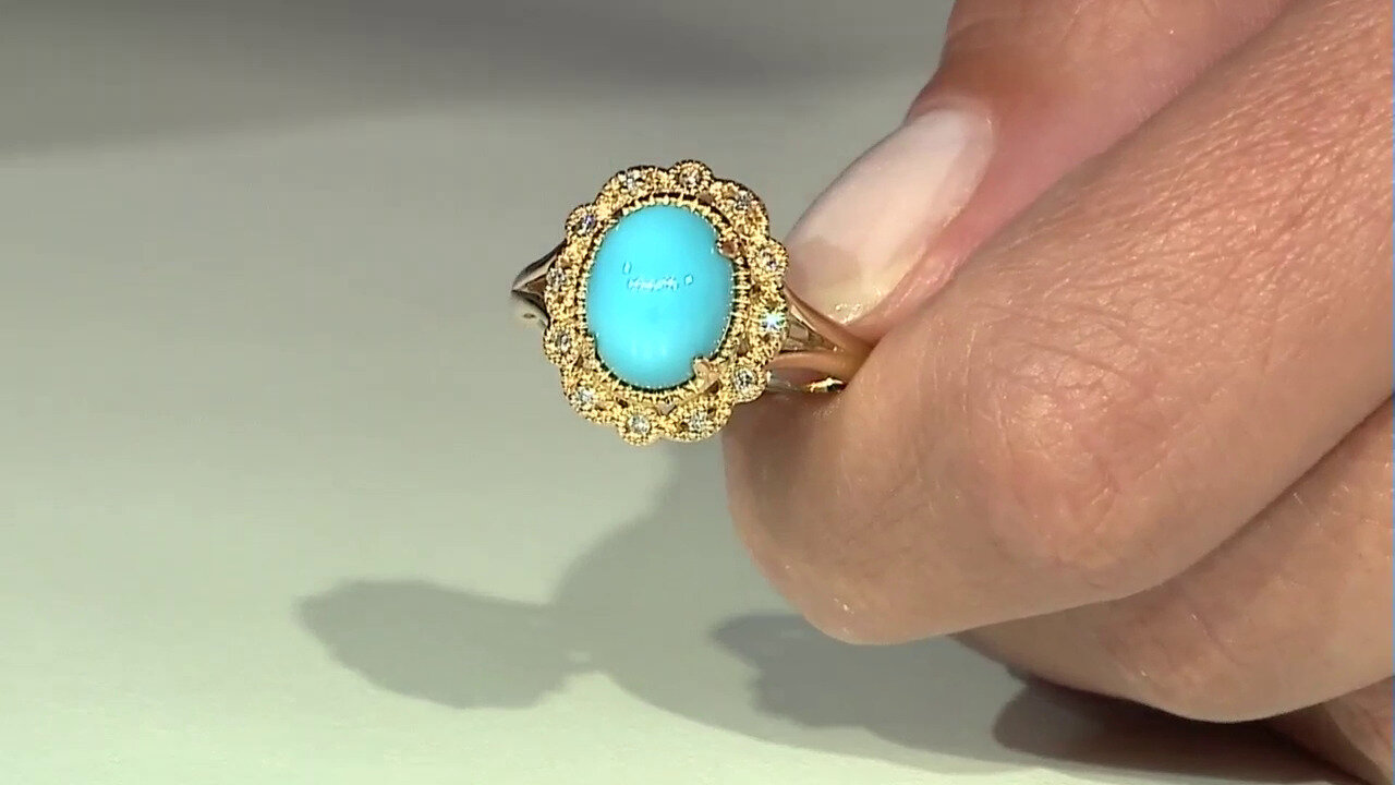 Video 10K Sleeping Beauty Turquoise Gold Ring