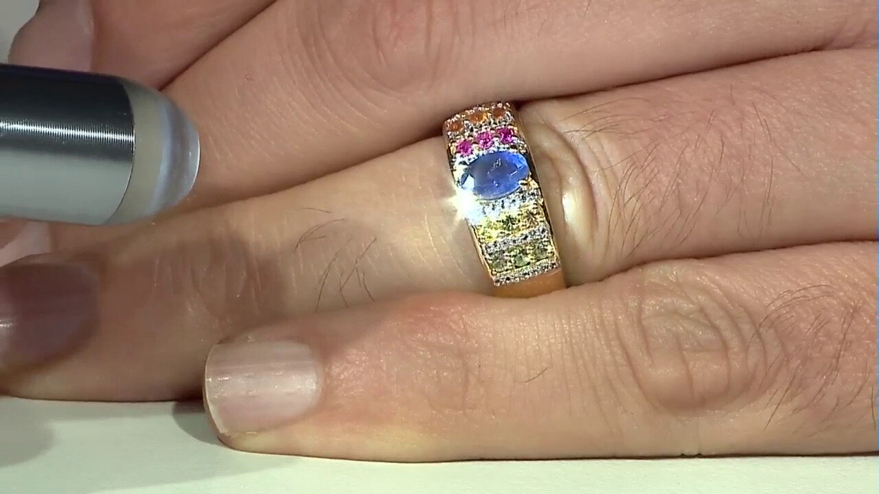 Video Zilveren ring met een blauwe saffier