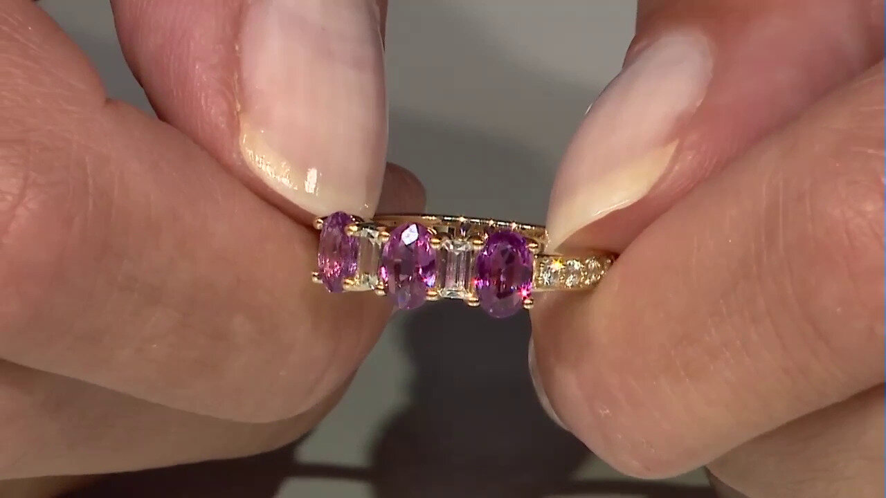 Video Anillo en oro con Zafiro de Ceilán púrpura no calentado
