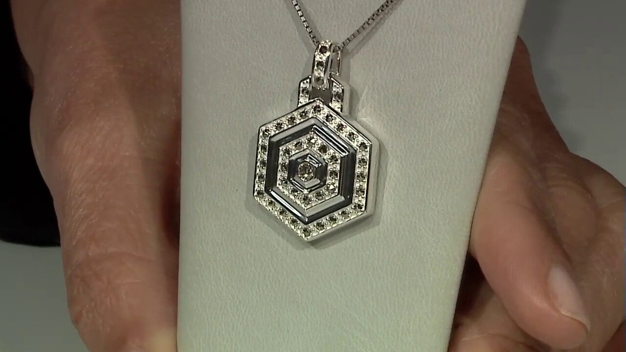 Video SI1 Argyle Rose De France Diamond Silver Pendant (Annette classic)