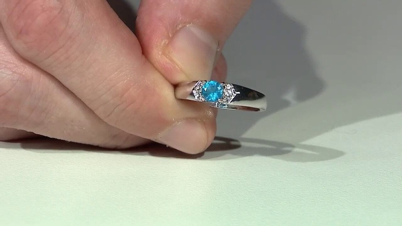 Video Neon Blue Apatite Silver Ring