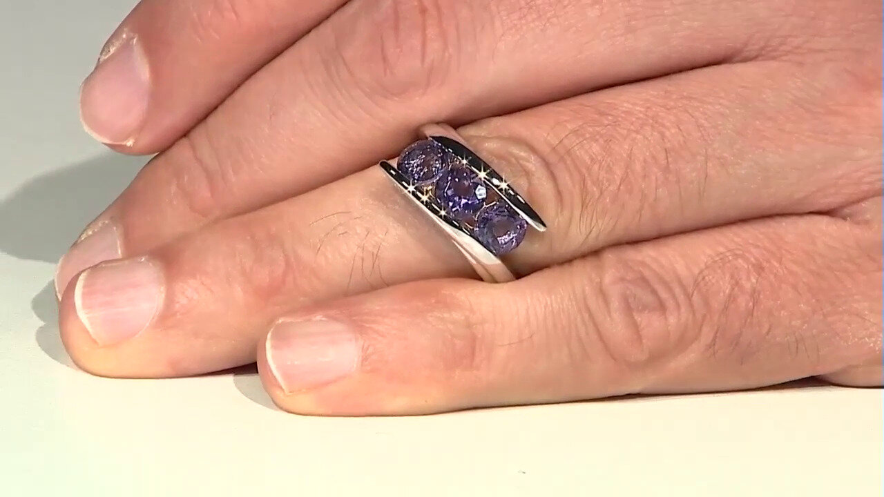 Video Zilveren ring met bosbes kwartskristallen