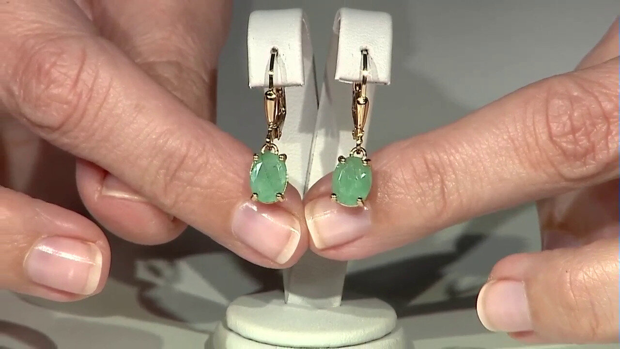 Video Boucles d'oreilles en argent et Emeraude du Brésil