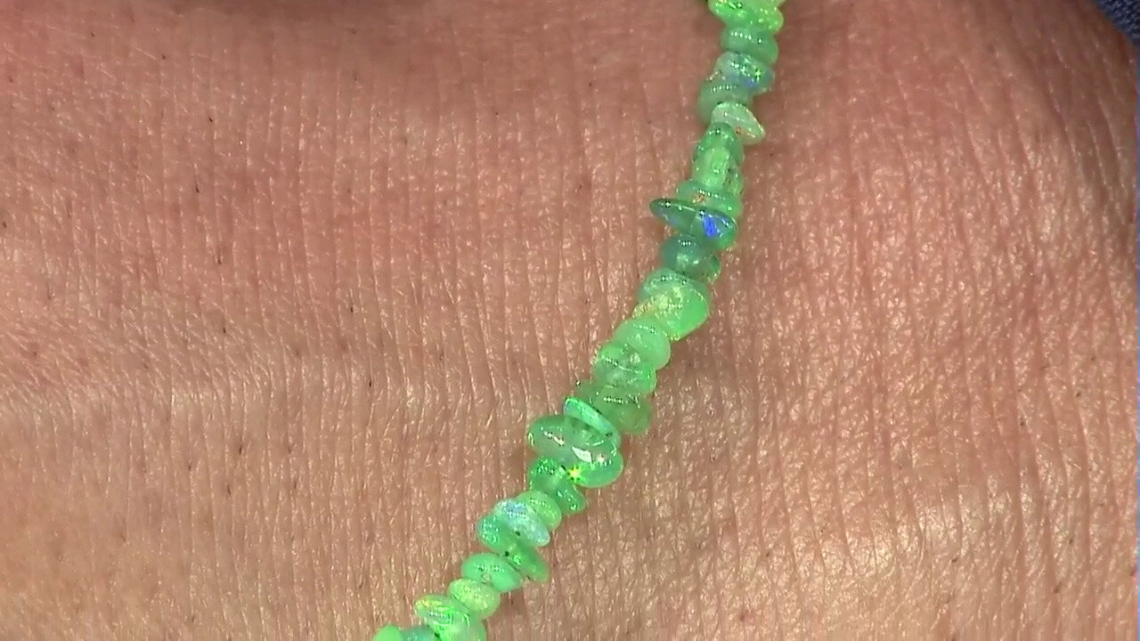 Video Green Ethopian Opal Silver Necklace