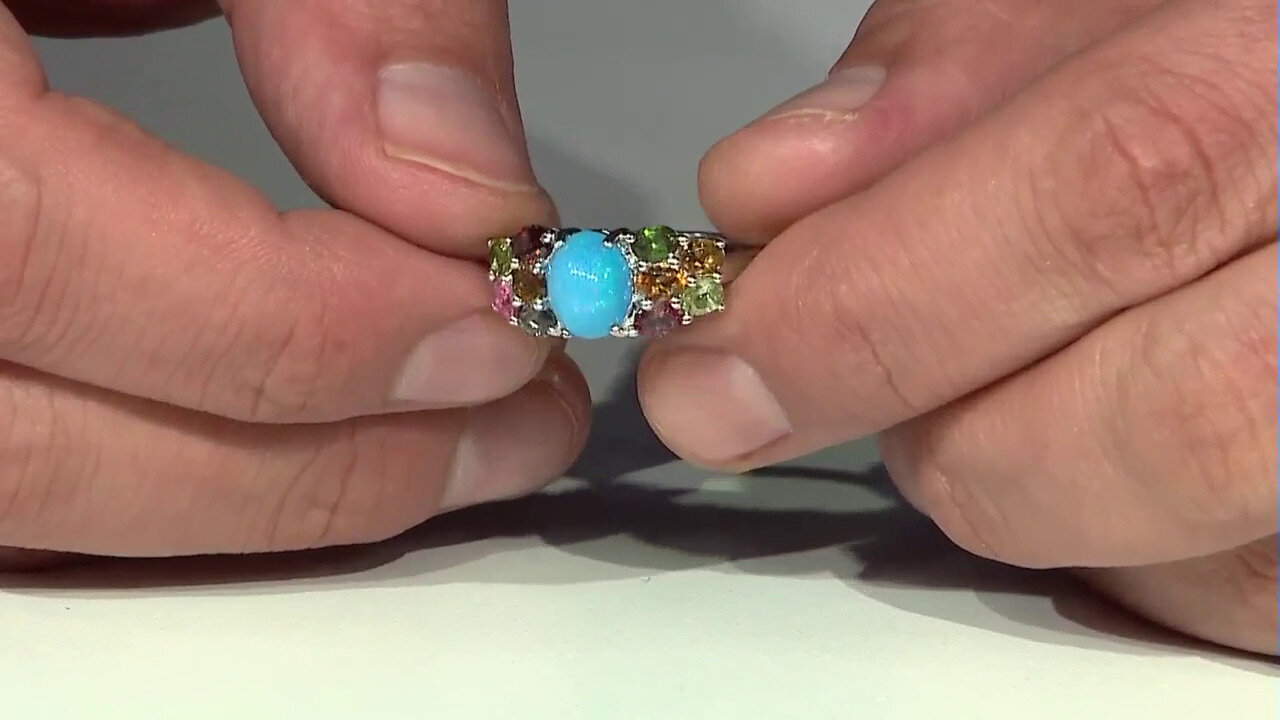 Video Äthiopischer Blauer Opal-Silberring