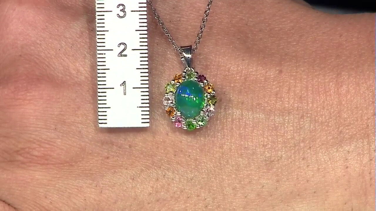 Video Green Ethopian Opal Silver Pendant