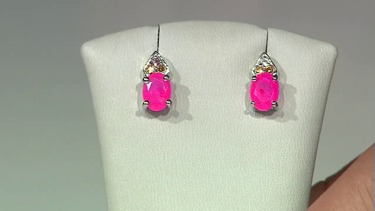 Video Pink Ethiopian Opal Silver Earrings
