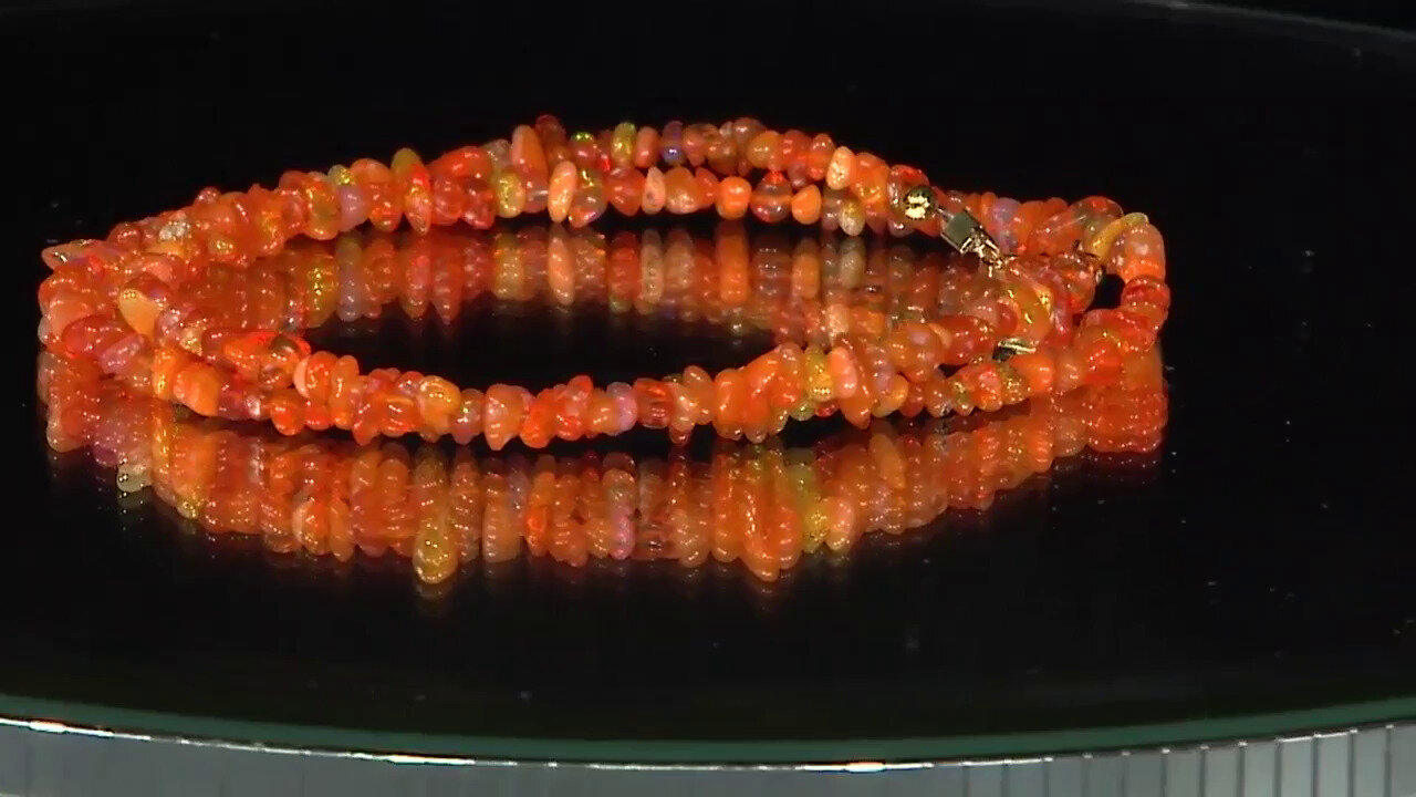 Video Orange Ethiopian Opal Silver Necklace